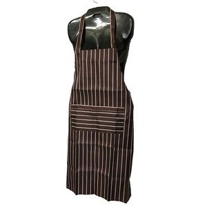 Women Men Unisex Chef Professional Apron Kailebao Brown White Striped